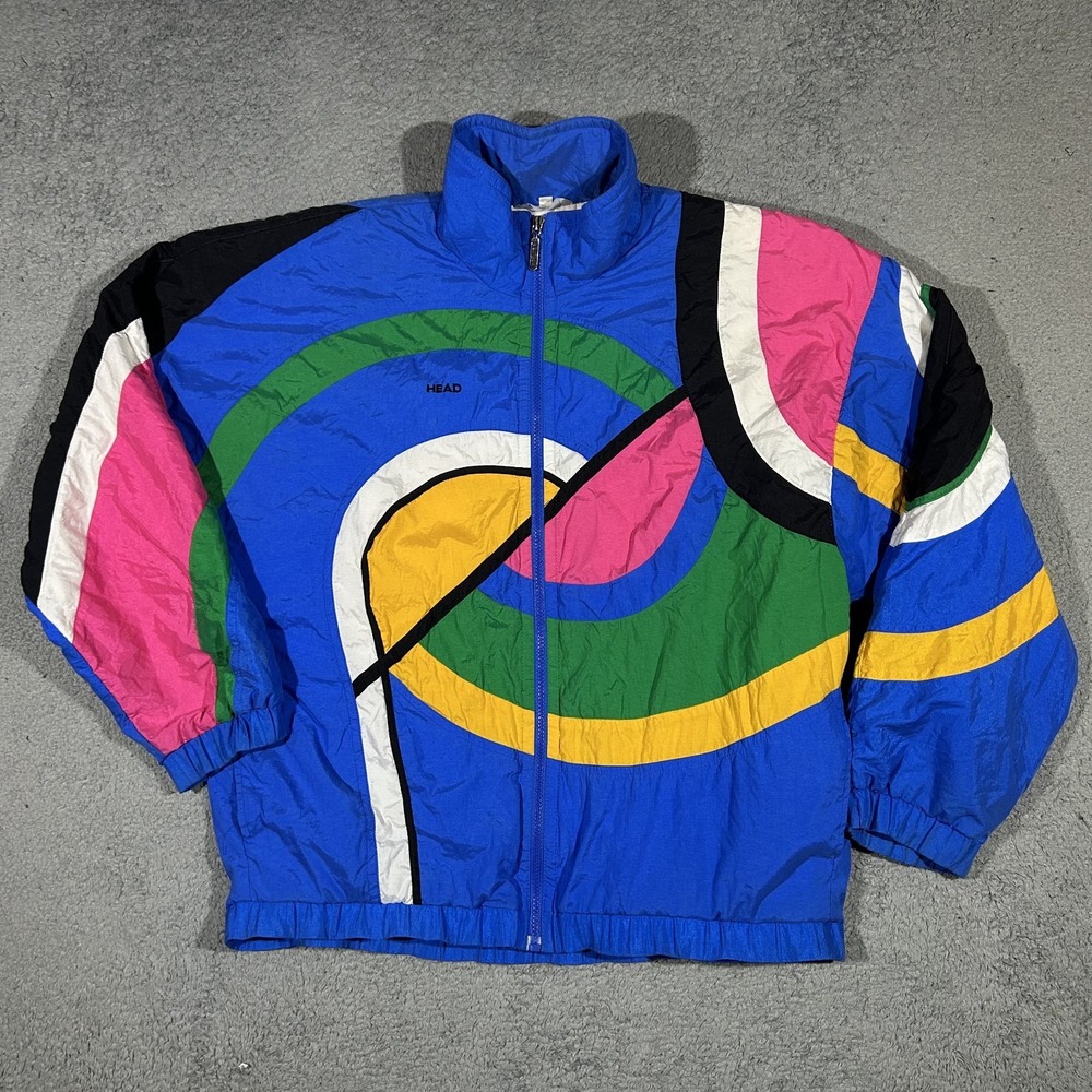 Vintage Head Sports Wear Colorblock Windbreaker Jacket Men's Large #3708
